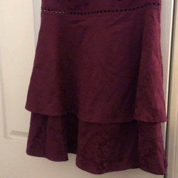 Maroon Damask Brocade Tiered Dress - Picture 3 of 7